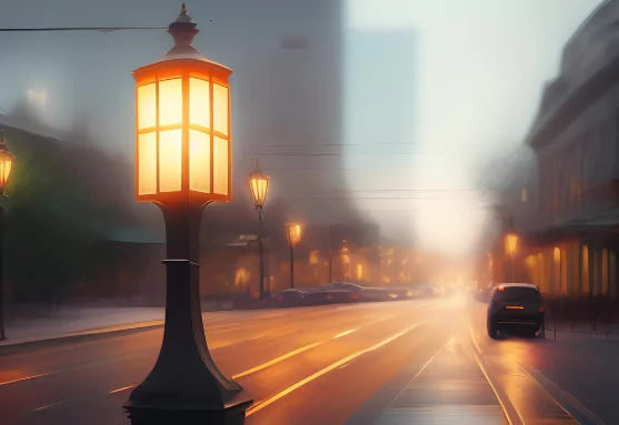 street-light-fog